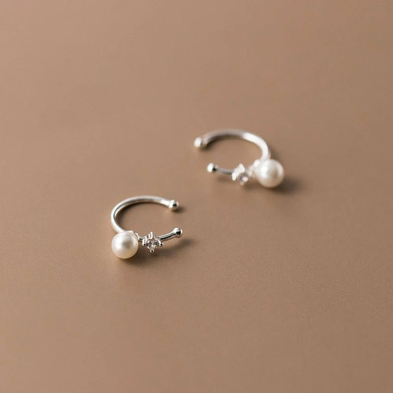 Earcuff Élégance Perle Et Zircon - Argent