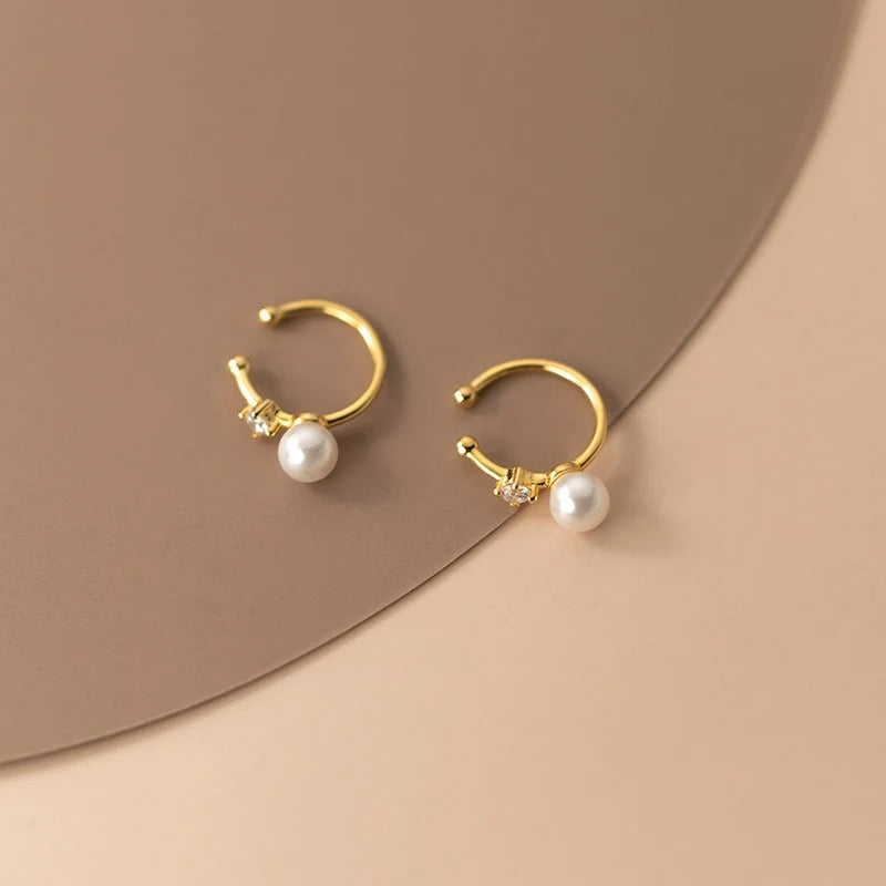 Earcuff Élégance Perle Et Zircon - Argent