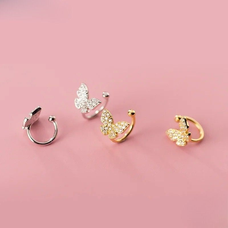 Earcuff Papillon Argent Et Zircon