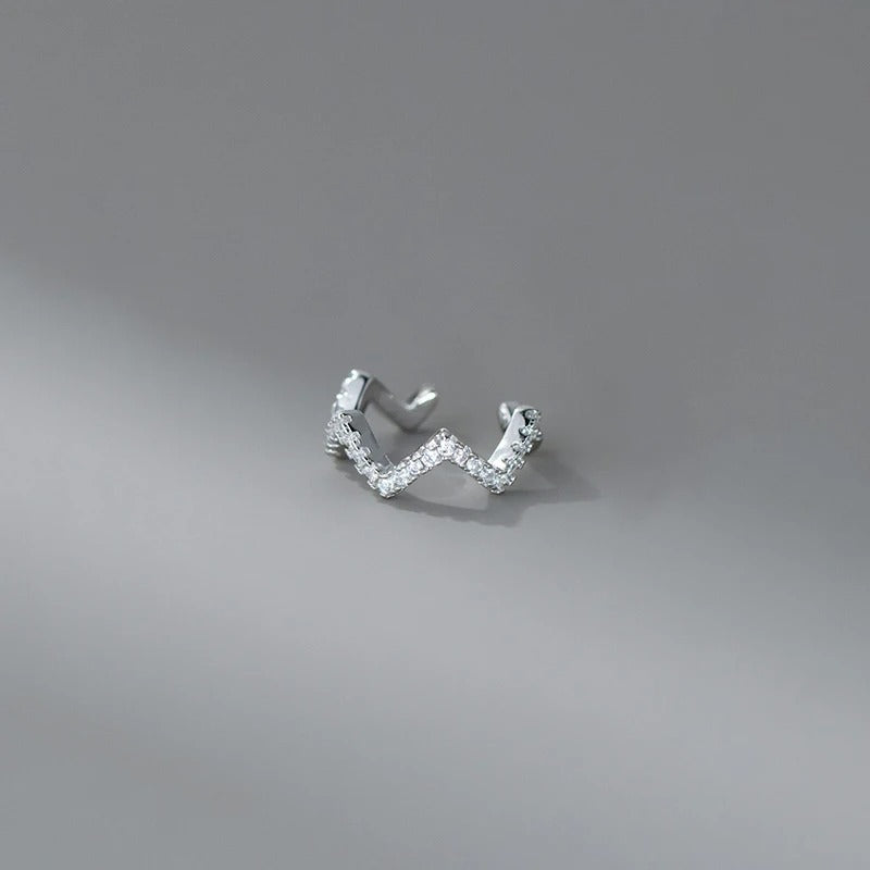 Earcuff Zigzag Élégance Brillante - Argent Et Zircon