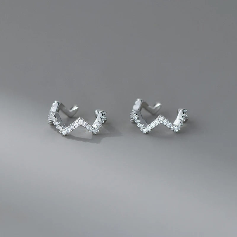 Earcuff Zigzag Élégance Brillante - Argent Et Zircon