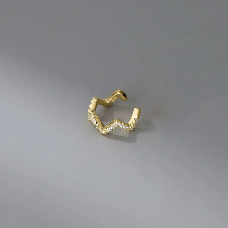 Earcuff Zigzag Élégance Brillante - Argent Et Zircon