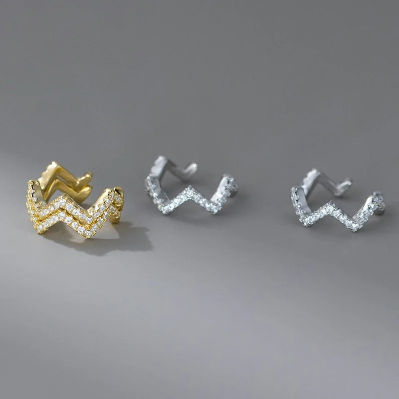 Earcuff Zigzag Élégance Brillante - Argent Et Zircon
