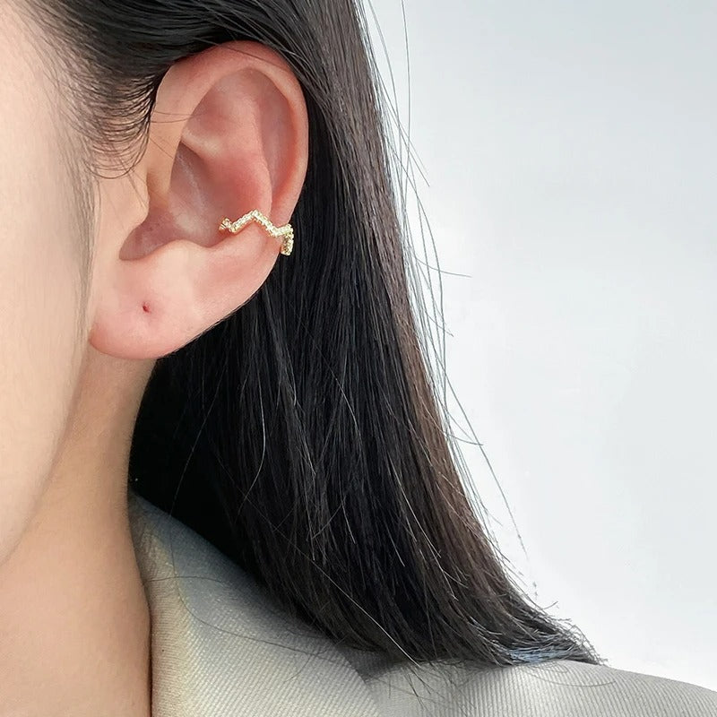 Earcuff Zigzag Élégance Brillante - Argent Et Zircon