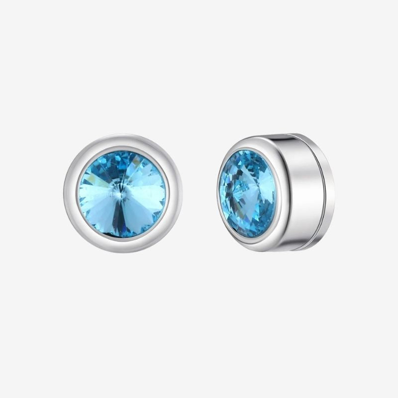 Fausse Boucle d'Oreille Homme Aimant Zircon Bleu - Acier Inoxydable