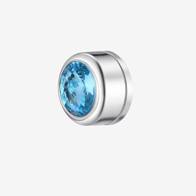 Fausse Boucle d'Oreille Homme Aimant Zircon Bleu - Acier Inoxydable