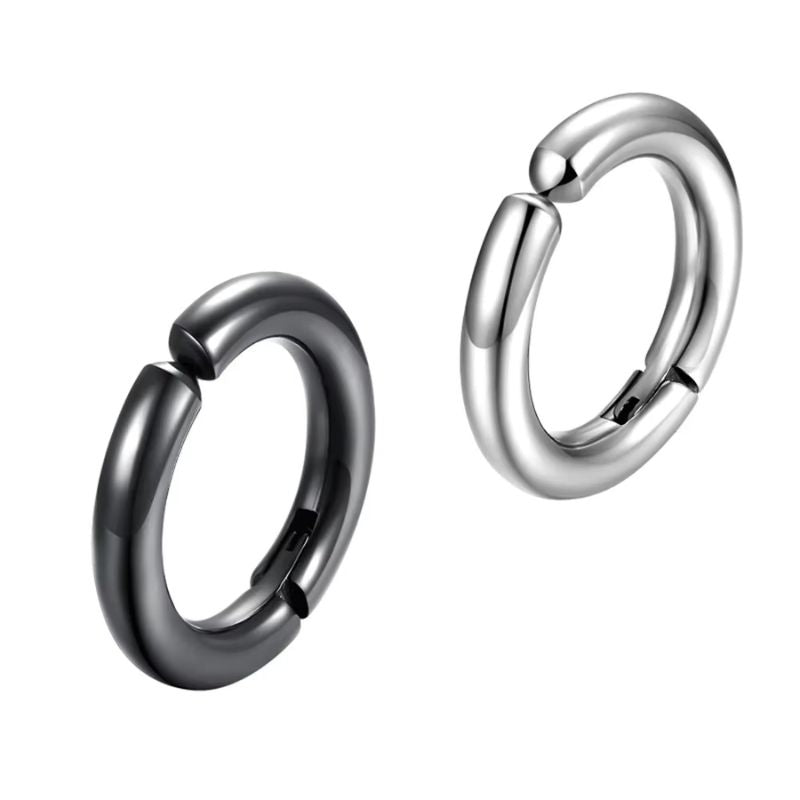Fausse Boucle D'oreille Homme Créole Ronde - Acier Inoxydable