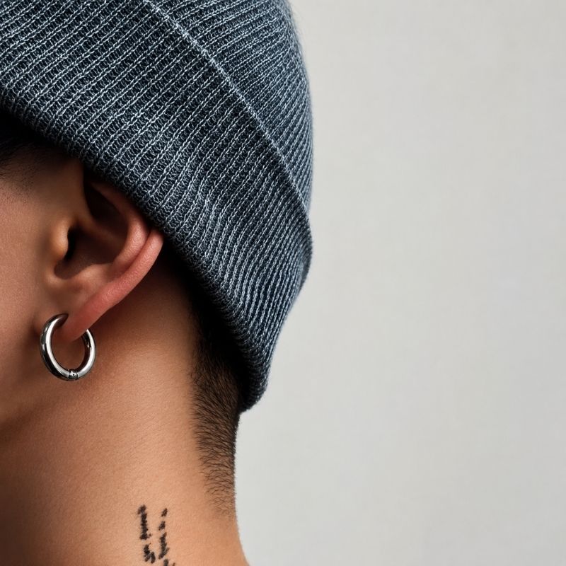 Fausse Boucle D'oreille Homme Créole Ronde - Acier Inoxydable