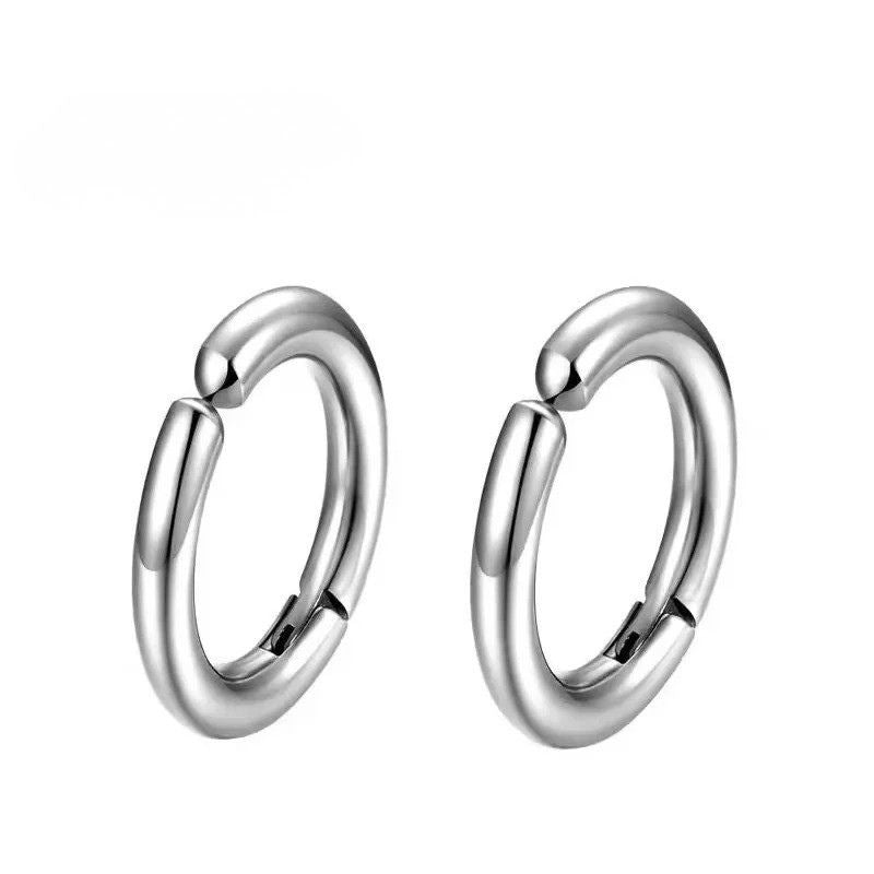 Fausse Boucle D'oreille Homme Créole Ronde - Acier Inoxydable
