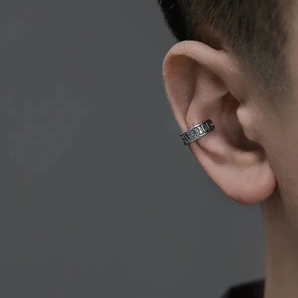 Fausse Boucle d'Oreille Homme Ear Cuff Gravé