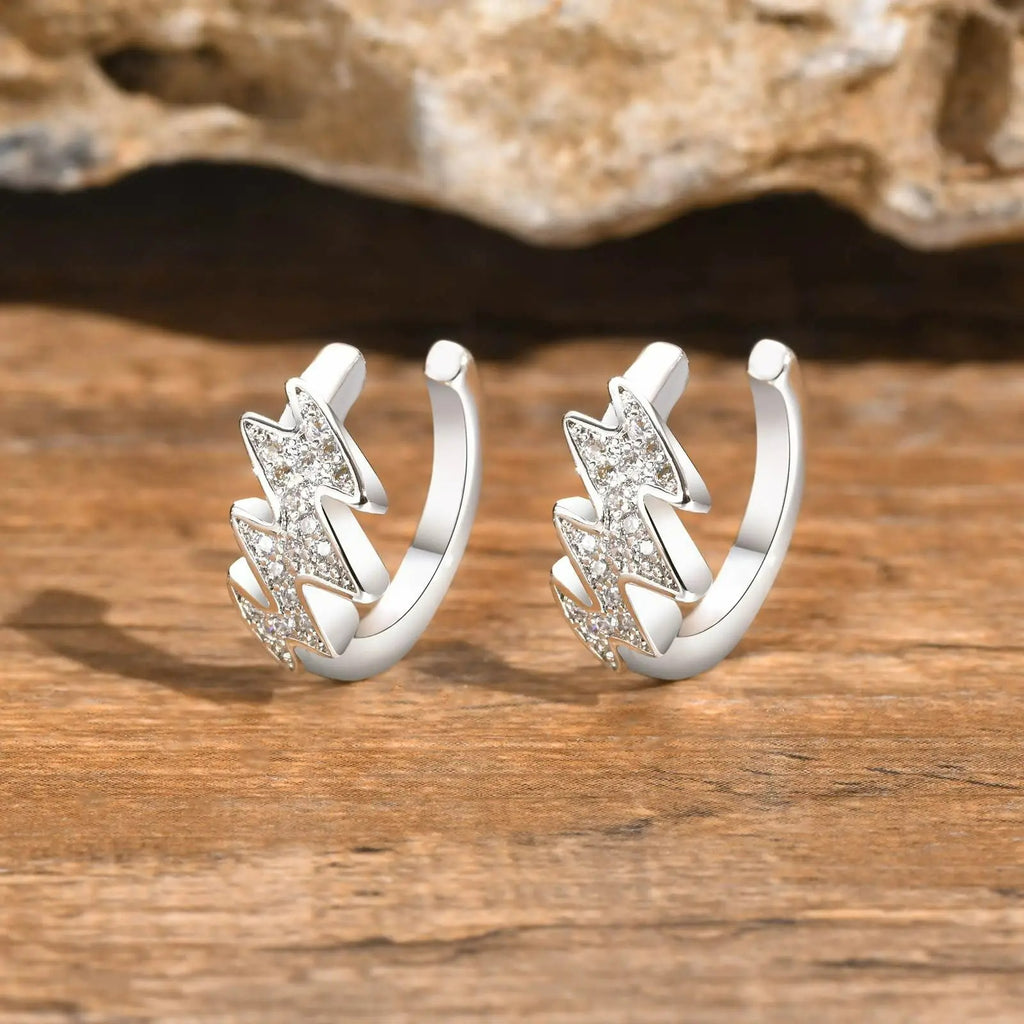 Fausse Boucle d'Oreille Homme Éclair Zircon