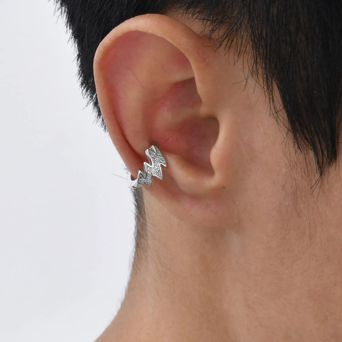 Fausse Boucle d'Oreille Homme Éclair Zircon