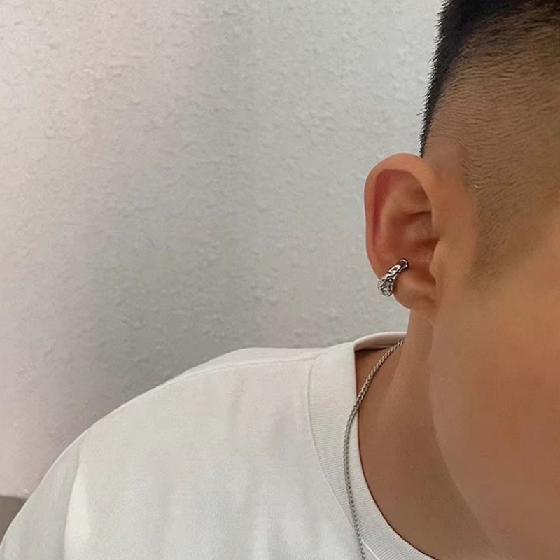 Fausse Boucle d'Oreille Homme Martelé - Argent