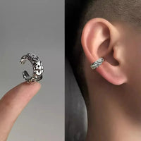 Fausse Boucle d'Oreille Homme Martelé - Argent