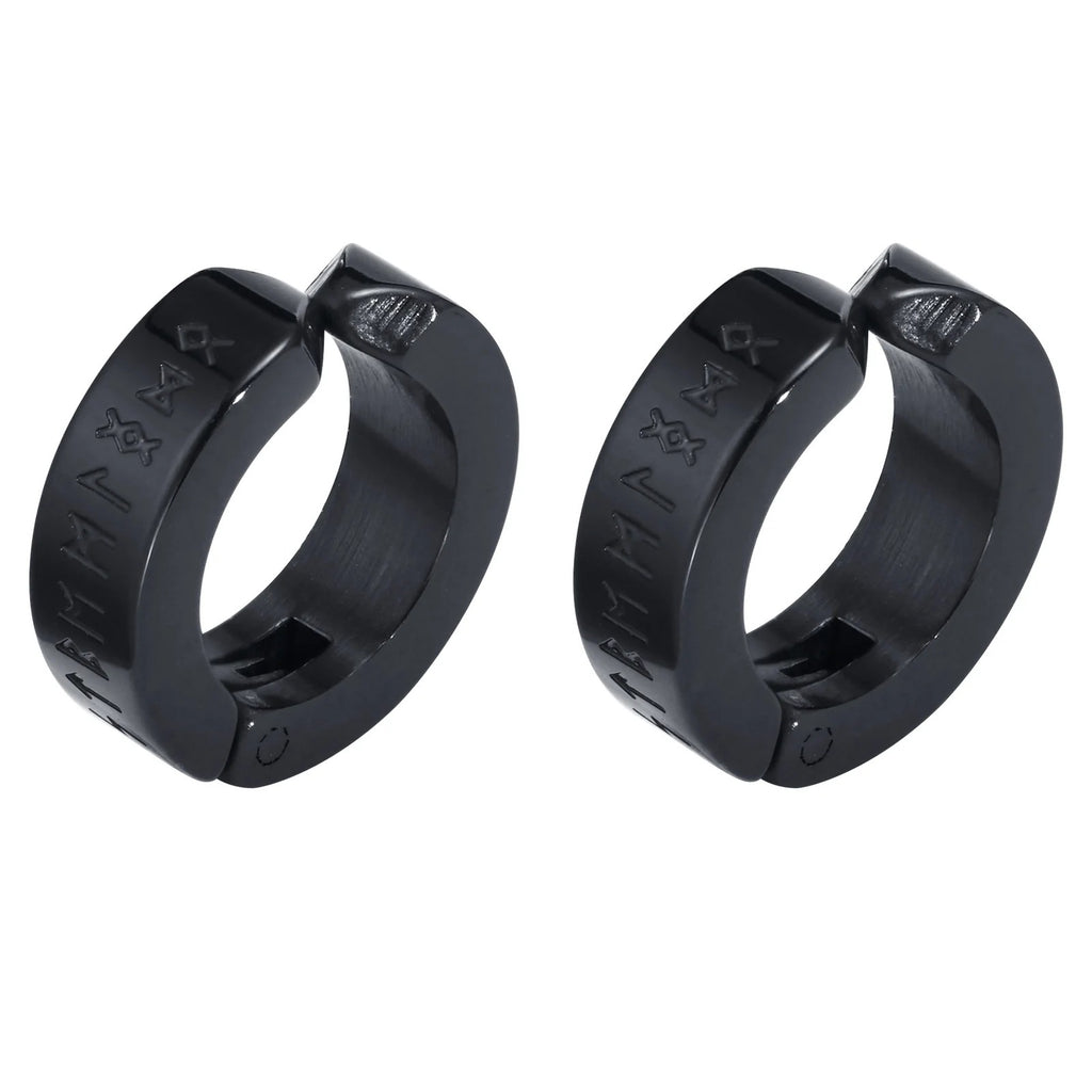 Fausse Boucle d'Oreille Homme Runes Viking - Acier Inoxydable