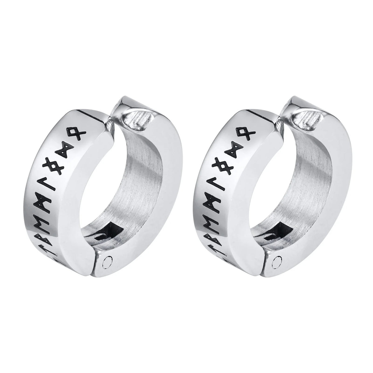 Fausse Boucle d'Oreille Homme Runes Viking - Acier Inoxydable