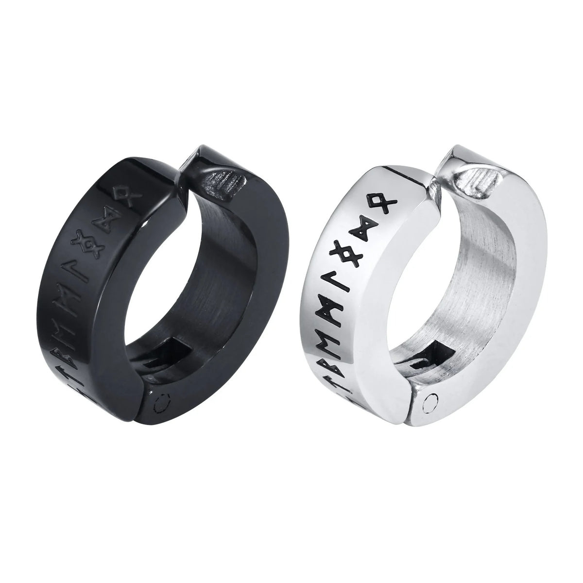 Fausse Boucle d'Oreille Homme Runes Viking - Acier Inoxydable