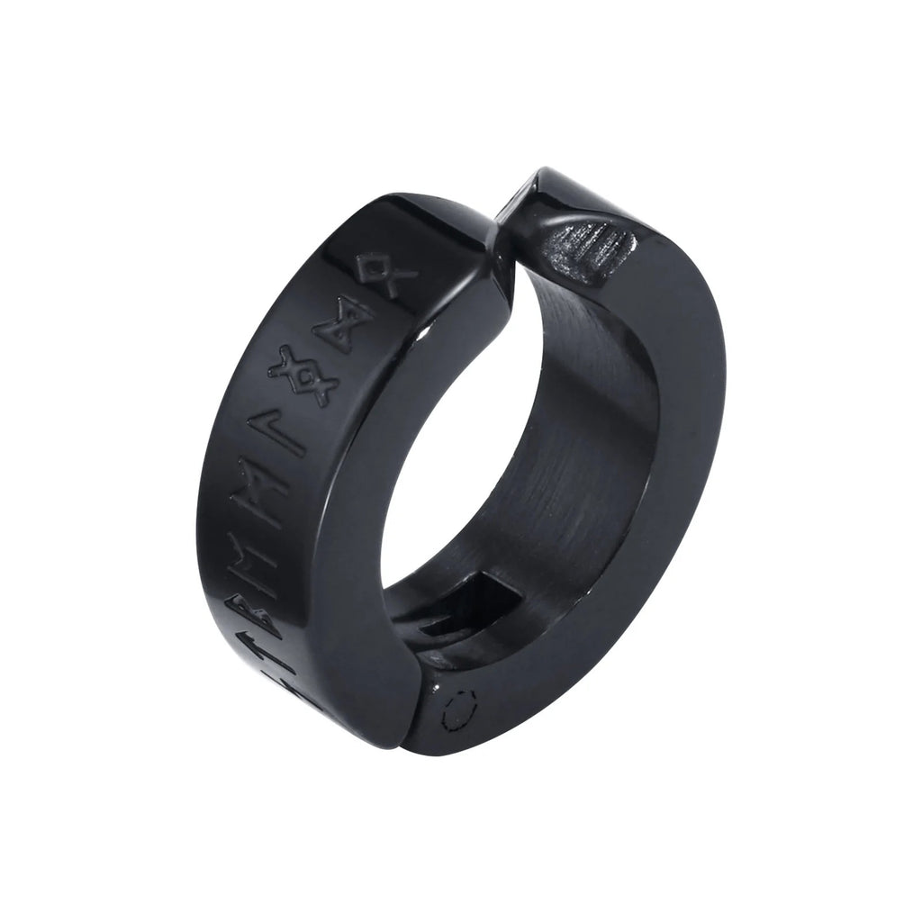 Fausse Boucle d'Oreille Homme Runes Viking - Acier Inoxydable
