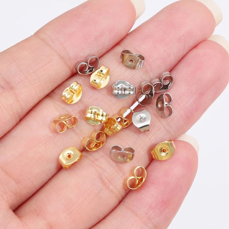 Fermoir Boucle D'Oreille Acier Inoxydable – Lot De 100 Pièces Doré