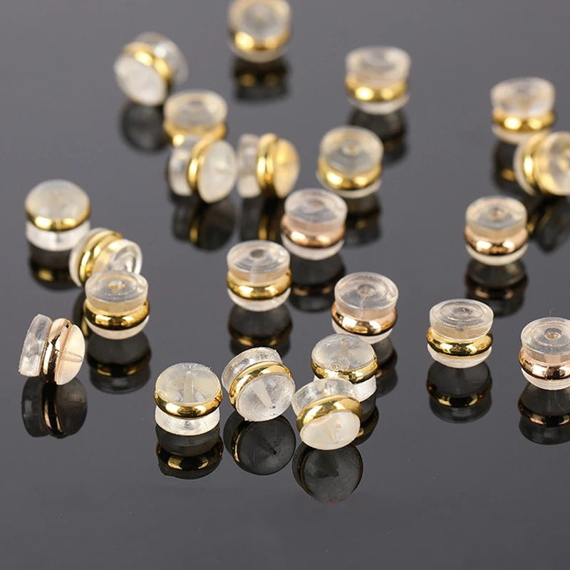 Fermoir Boucle D'Oreille En Silicone Transparent Et Métal – Lot De 40 Pièces