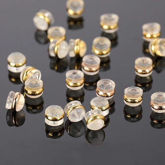 Fermoir Boucle D'Oreille En Silicone Transparent Et Métal – Lot De 40 Pièces