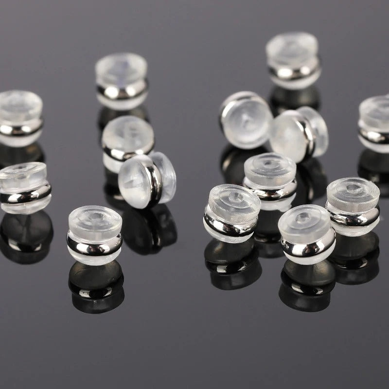 Fermoir Boucle D'Oreille En Silicone Transparent Et Métal – Lot De 40 Pièces