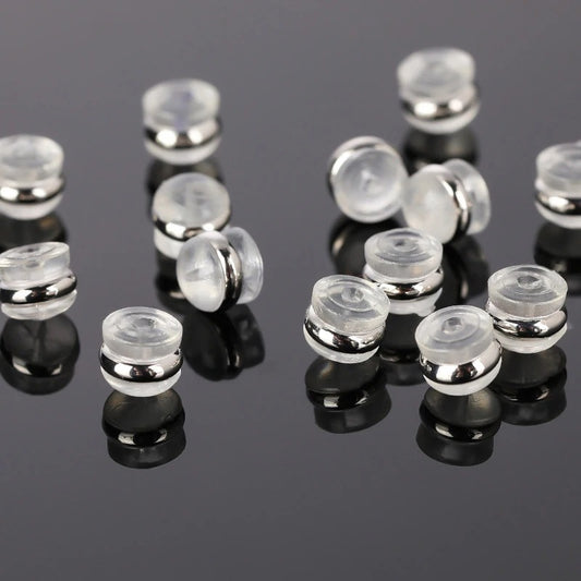 Fermoir Boucle D'Oreille En Silicone Transparent Et Métal – Lot De 40 Pièces
