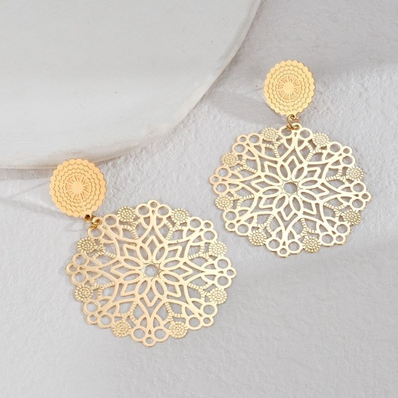 Grosse Boucle d'Oreille Style floral Image