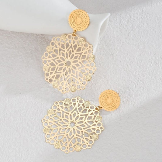 Grosse Boucle d'Oreille Style floral