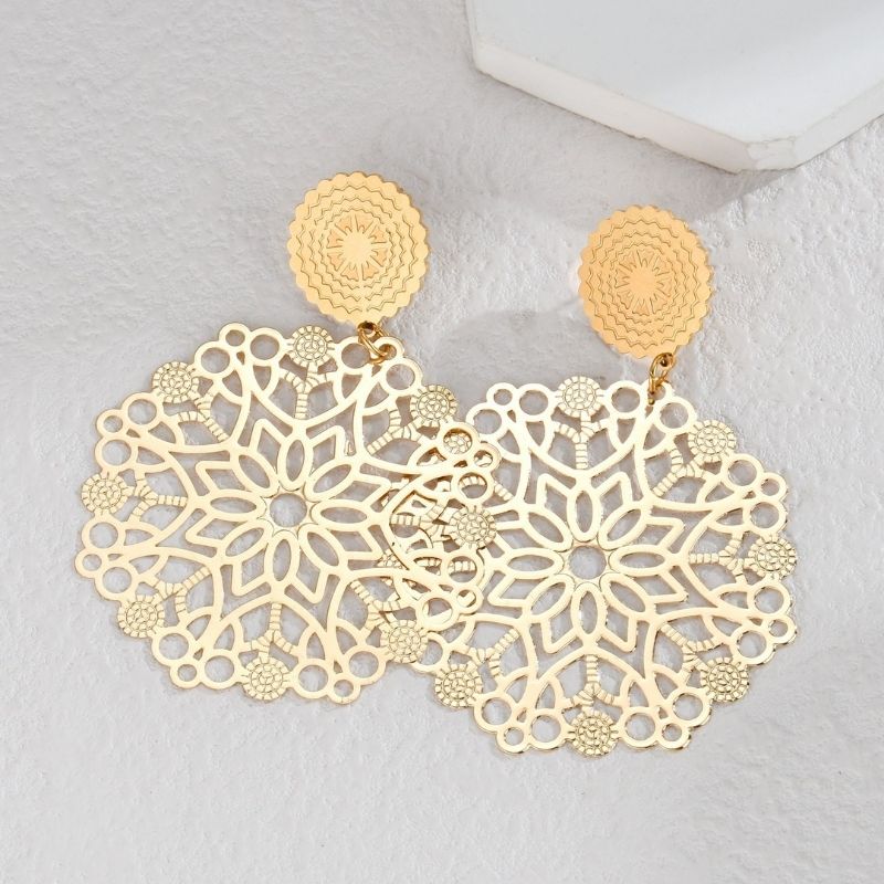 Grosse Boucle d'Oreille Style floral