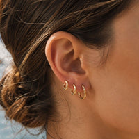 Lot de 3 Boucle d'Oreille Anneau Femme Créole Torsadée Dorée - Acier Inoxydable
