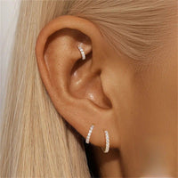 Lot de 3 Boucle d'Oreille Anneau Femme Mini Créole Pavée
