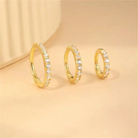 Lot de 3 Boucle d'Oreille Anneau Femme Mini Créole Pavée