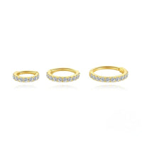 Lot de 3 Boucle d'Oreille Anneau Femme Mini Créole Pavée