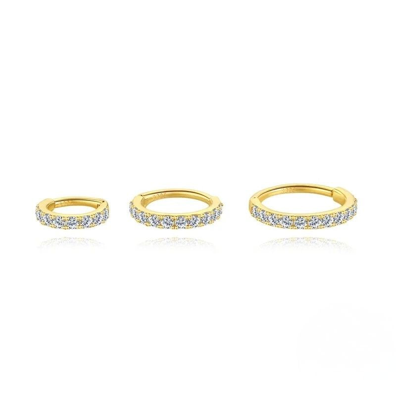 Lot de 3 Boucle d'Oreille Anneau Femme Mini Créole Pavée