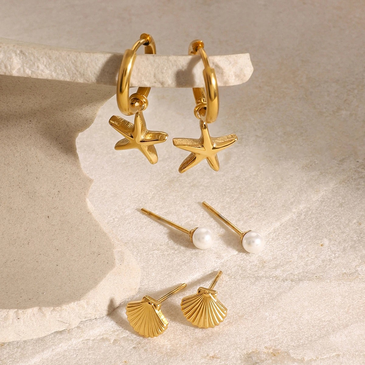 Lot 3 Paires Boucles D'oreilles Acier Inoxydable