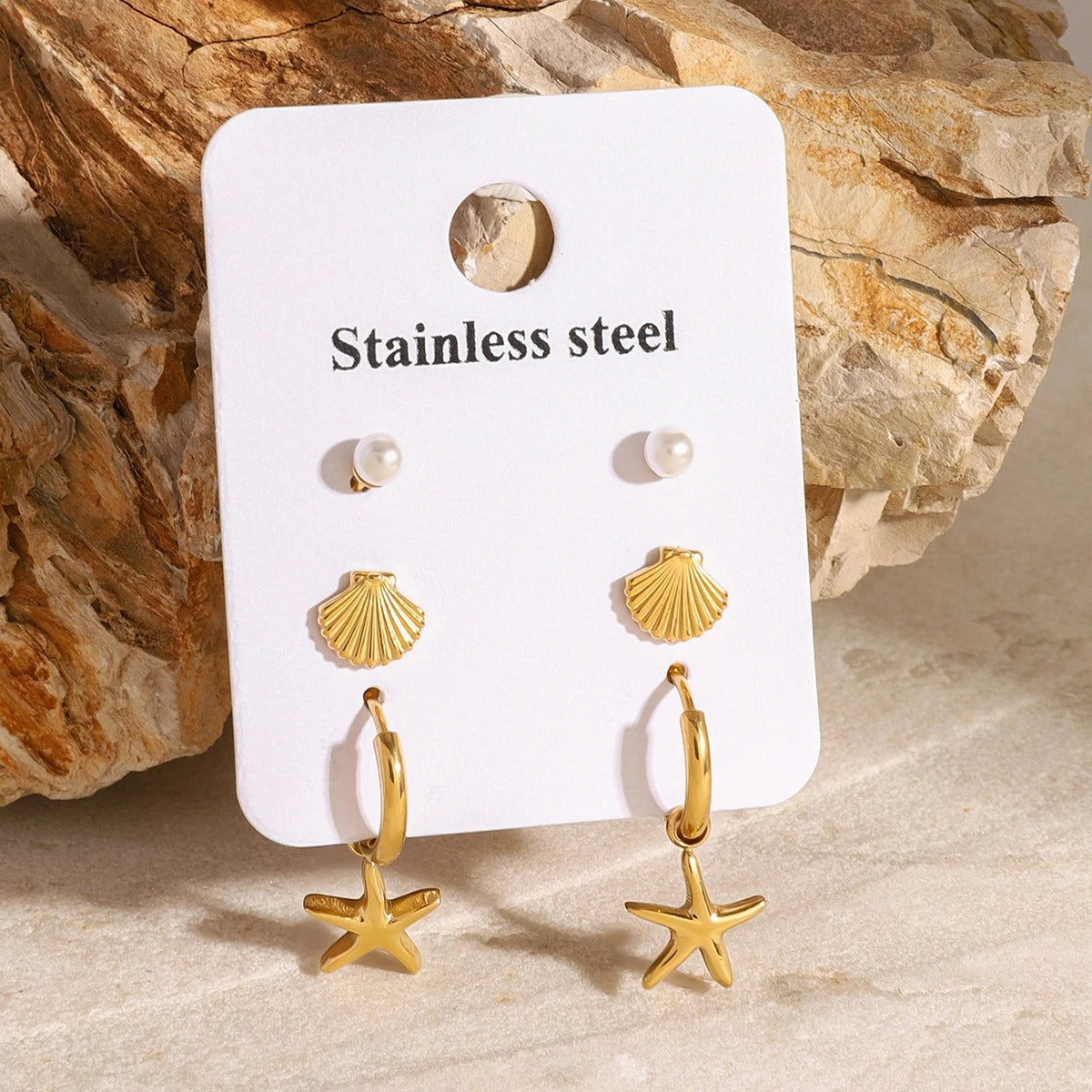 Lot 3 Paires Boucles D'oreilles Acier Inoxydable