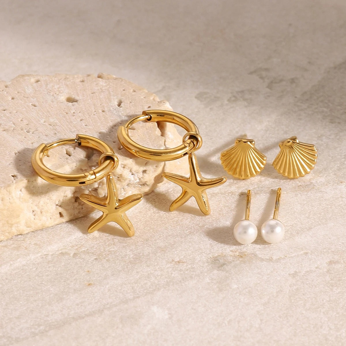 Lot 3 Paires Boucles D'oreilles Acier Inoxydable