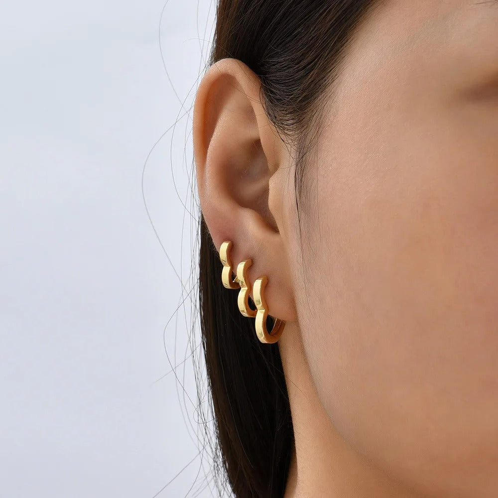 Lot 3 Paires Boucles D'oreilles Créoles Cœurs