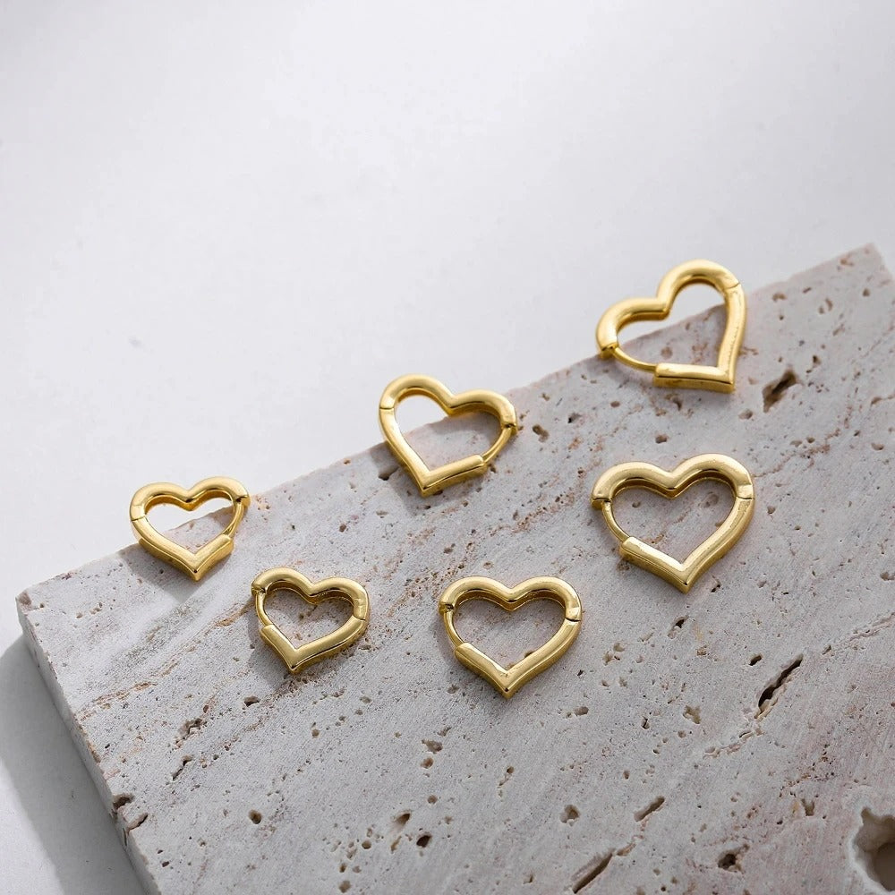 Lot 3 Paires Boucles D'oreilles Créoles Cœurs Image