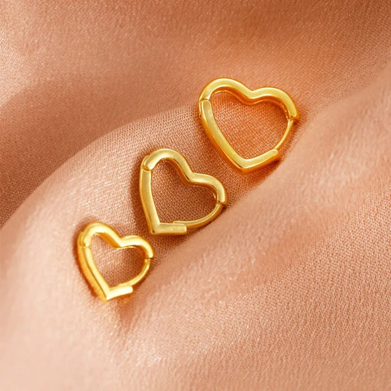 Lot 3 Paires Boucles D'oreilles Créoles Cœurs Image