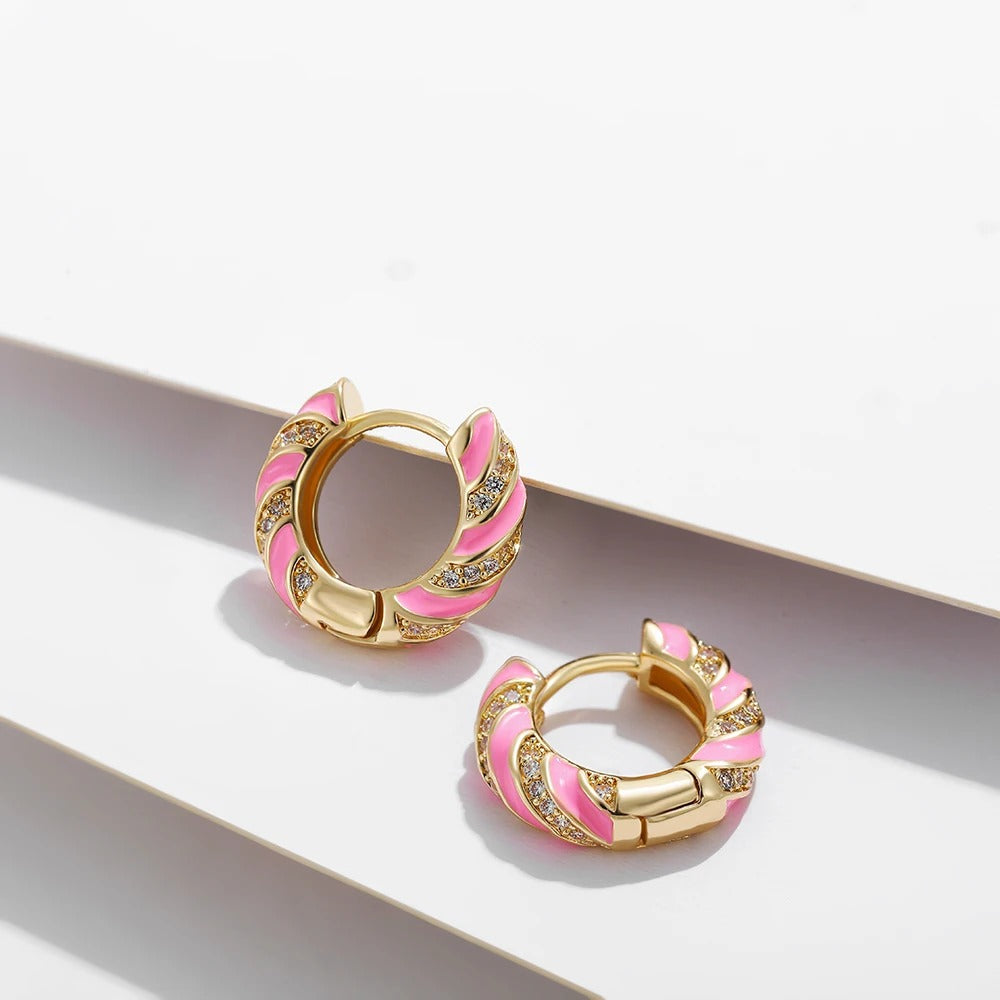 Lot 3 Paires Boucles D'oreilles Dorées et Roses