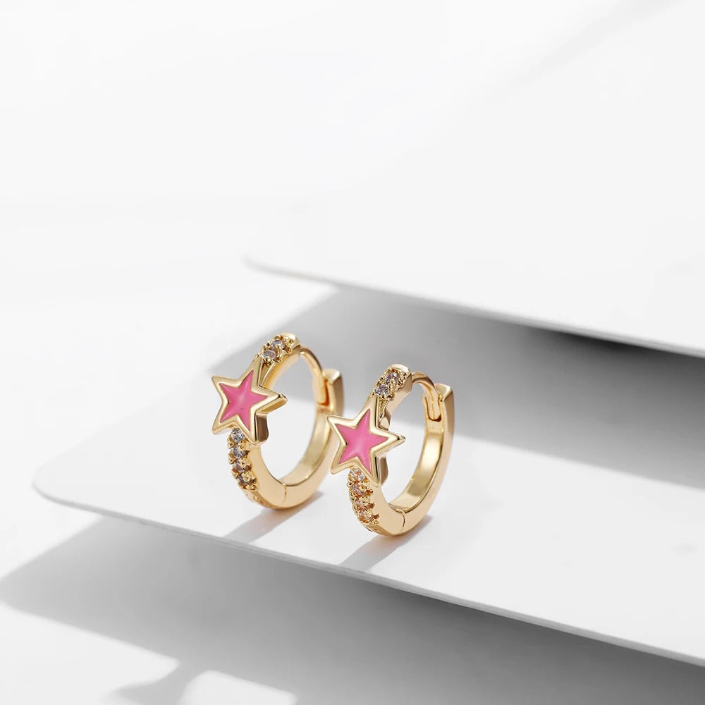 Lot 3 Paires Boucles D'oreilles Dorées et Roses