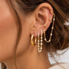 Lot 6 Pièces Boucle D’oreille Anneau Femme Dorée Chaînes Et Strass - Acier Inoxydable