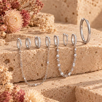 Lot 6 Pièces Boucle D’oreille Anneau Femme Dorée Chaînes Et Strass - Acier Inoxydable