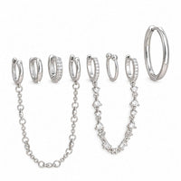 Lot 6 Pièces Boucle D’oreille Anneau Femme Dorée Chaînes Et Strass - Acier Inoxydable