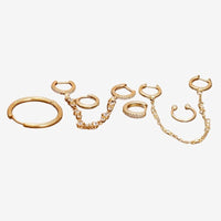 Lot 6 Pièces Boucle D’oreille Anneau Femme Dorée Chaînes Et Strass - Acier Inoxydable