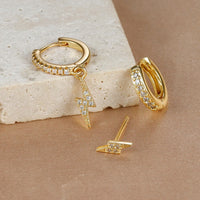 Lot Boucle D'oreille Eclair Acier Inoxydable Dépareillées