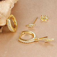 Lot Boucle D'oreille Eclair Acier Inoxydable Dépareillées
