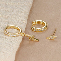 Lot Boucle D'oreille Eclair Acier Inoxydable Dépareillées